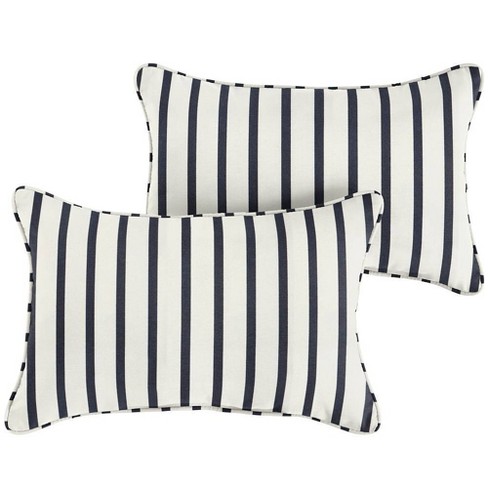 Black and white striped lumbar online pillow