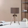 18" Industrial Tripod Table Lamp with Natural Wood Base, Metal Accents & Linen Shade for Bedroom, Living Room or Office,Gray - 2 of 4
