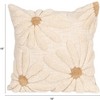 Storied Home Cotton Slub Pillow with Tufted Flowers, Natural and Tan Color - 2 of 4