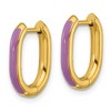 Chisel Stainless Steel Polished Yellow IP-plated with Purple Enamel 2.40mm Elongated Hinged Hoop Earrings - 2 of 4