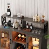 Bar Cabinet with Power Outlets, Led Lights and Glass Holder, Storage Buffet Cabinet - 2 of 4