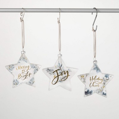 4.5"H Sullivans Christmas Holiday Wishes Star Ornaments Set of 3  Multicolor