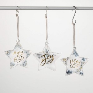 4.5"H Sullivans Christmas Holiday Wishes Star Ornaments Set of 3  Multicolor - 1 of 3