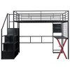 Whisen Metal Loft Bed with Built-in Work Station, Wardrobe, Storage Staircase and LED - 4 of 4