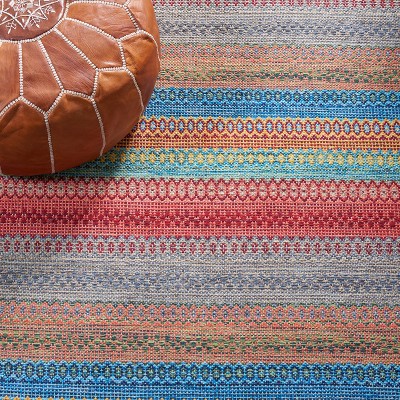 Handmade Multicolor Wool and Cotton Flat Woven Rug