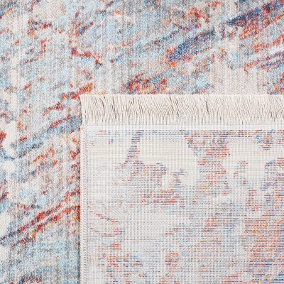 Handmade Blue and Rust Synthetic 5' x 7' Area Rug