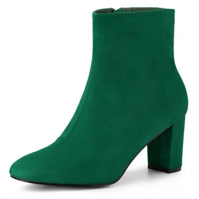 Allegra K Women's Dress Round Toe Side Zip Chunky Heel Ankle Boots