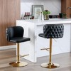 QingMoon Swivel Bar Stools, Adjustable Seat Height Counter Chairs Set of 2 with Footrest, PU Upholstered and Rivet Decoration for Pub, Kitchen Island - 2 of 4