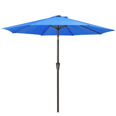 Hyleory 9'  Sunbrella with 8 ribs,Hyleory Tilt Market Patio Umbrella with Oval Ribs Iron Pole, Sturdy and Adjustable