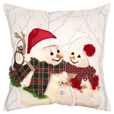 20"x20" Oversize Snow Couple Square Throw Pillow Cover Red - Rizzy Home