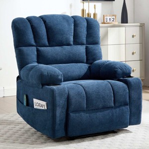 Chenille Manual Recliner Chair,Upholstered Recliner with 8-Point Vibration and Lumbar Heat,Massage Recliner Chair for Living Room-Koiai - 1 of 4