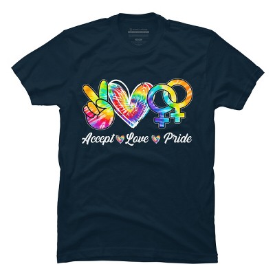 Adult Design By Humans Accept Love LGBTQIA+ Pride Tie Dye Rainbow By HARGOOT-Shirt