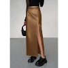 Women's 2025 Faux Leather Pencil Skirt - High Waist Slit Maxi for Office & Winter Fashion Camel - 4 of 4
