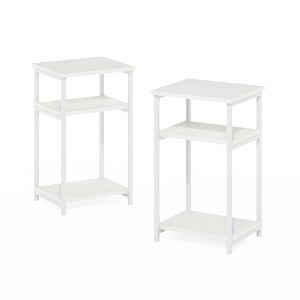 Furinno Just 3-Tier Industrial Metal Frame End Table with Storage Shelves, 2-Pack, White/White - 1 of 1