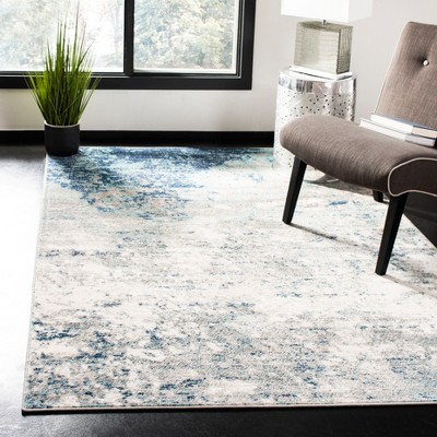 Abstract Grey & Blue Hand-Knotted Synthetic 6' x 9' Area Rug