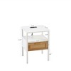 Wooakway 15.75"L 21.26"H 13.78"D Rattan End Table Side Table Nightstand with Adjustable Feet Power Outlet USB Ports for Living Room Bedroom - 3 of 4
