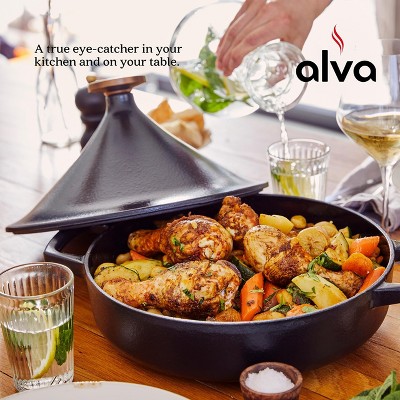 Alva Nori 11-Inch Black Enameled Cast Iron Tagine Pot