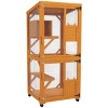 71" Large Wooden Cat House Catio with Wheels and High Resting Box,Indoor and Outdoor Cat Enclosure with Roof for 1–3 Cats - LAOTIES - 3 of 4