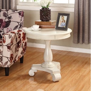 Lyngins Wood Pedestal Side Table, Solid Wood Round End Table for Living Room, Classic Small Coffee Table, Small Table, Small Side Table - 1 of 4
