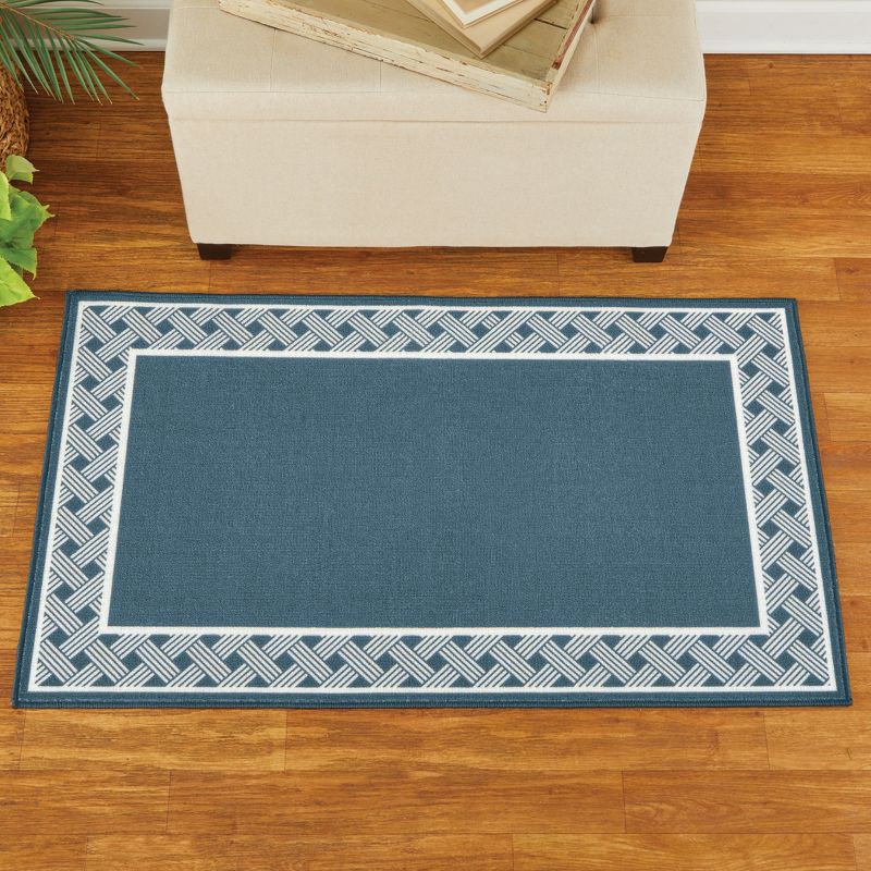 Collections Etc Two-Tone Basket Weave Border Tufted Accent Rug, 2 of 5