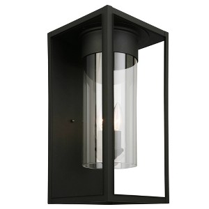 3-Light Walker Hill Outdoor Clear Glass Wall Light Matte Black - EGLO: Transitional Design, ETL Listed, Steel Body - 1 of 4