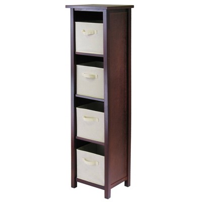 55.98 5pc Milan Storage Shelf With Baskets Walnut - Winsome : Target