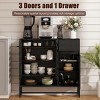 INFURNIC Decorative Storage Cabinets 44-Inch Buffet Cabinet with Black Woven Arched Doors and Adjustable Shelves, Black, 44.49"*13.39"*43.3" - 3 of 4
