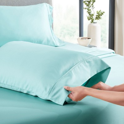 Teal Cotton Sateen Standard/Queen Pillowcase Set