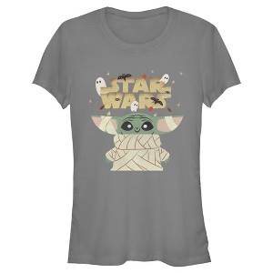 Juniors Womens Star Wars: The Mandalorian Halloween Grogu Mummy T-Shirt - 1 of 4