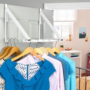 LunaLulinlk Over The Door Hanger Foldable Rack, Expandable Metal Hanger Hooks with 3 Sides for Hanging Clothes, White - 1 of 4