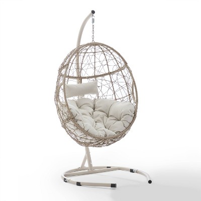 Cleo Outdoor Wicker Patio Hanging Egg Chair with Stand - Crosley