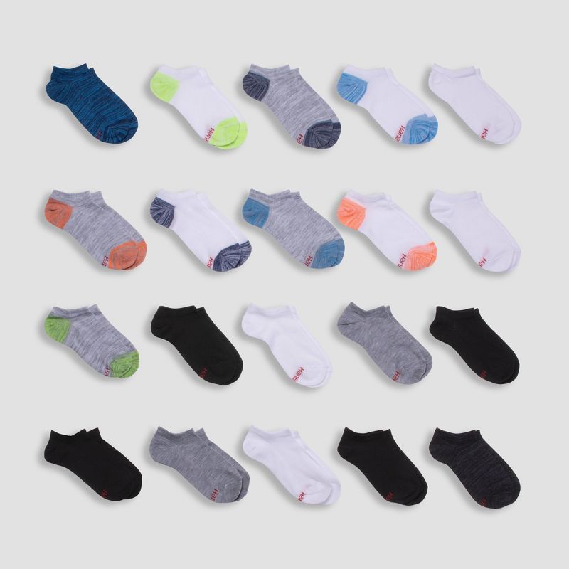Hanes Boys' 20pk Super No Show Socks - Colors May Vary, 1 of 5