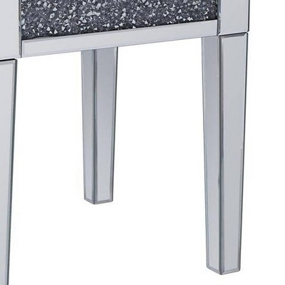 Elysian 20" Square Mirrored Wood End Table with Faux Diamond Accents