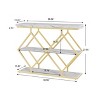 3-Tier Entryway Table, Industrial Console Sofa Table with Storage, Accent Tables with Open Shelves, Diamond-Shaped Metal Frame, Foyer Tables - 2 of 4