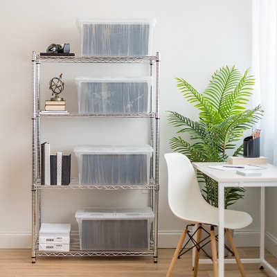 Clear Stackable Letter/Legal Size Secure File Storage Box, 5-Pack