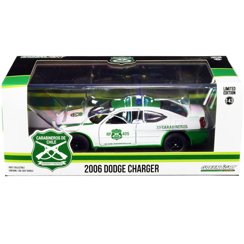 2006 Dodge Charger Police Car White and Green "Carabineros de Chile" 1/43 Diecast Model Car by Greenlight, 2 of 4