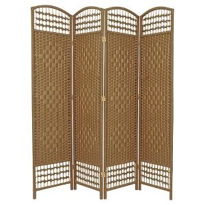 5 1/2 ft. Tall Fiber Weave Room Divider - Natural (4 Panels): Oriental Furniture, Hardwood Frame, No Assembly Required - 1 of 3