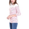 INSPIRE CHIC Women's Color Block Round Neck Long Sleeves Striped Basic T-Shirt - 4 of 4