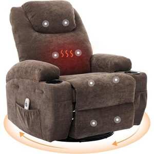 360° Swivel Recliner Chair with Massage and Heat,Glider Rocker Reclining Lounge Chair - 1 of 4