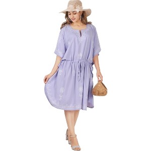 HAPPY BAY Women's House Daily Routine Evening Wear Loungewear Dress Tunic Ladies Cover Ups for Women Bikini Cover-Up for Women One Size Purple, Solid - 1 of 4