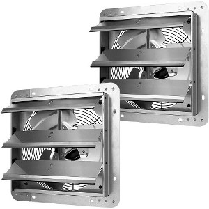 DOMETOUR 12 Inch Shutter Exhaust Fan Aluminum High Speed 1620RPM, 940 CFM Set of 2 Silver - 1 of 4