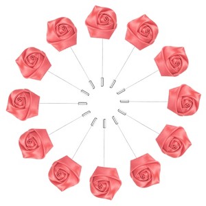 Unique Bargains Ribbon Alloy Multipurpose Use Durable Flower Lapel Pin 3.5 x 1.38 Inch 12 Pcs - 1 of 4