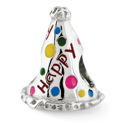 Black Bow Jewelry Sterling Silver and Enamel Happy Birthday Hat Bead Charm