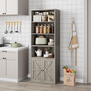 71.4"Tall Bookcase,Industrial Bookcase with Door,Freestanding Farmhouse Bookshelf with Storage Shelves,Home Storage Furniture for Living Room,Bedroom - 1 of 4