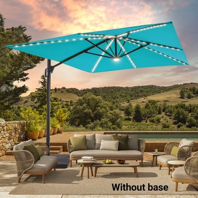 Sonkuki 11.5×9FT Offset Outdoor Solar LED Patio Aluminum Cantilever Umbrella with Infinite Canopy Angle Adjustment