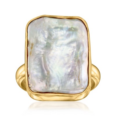Ross-Simons 14x18mm Cultured Pearl Ring in 18kt Gold Over Sterling