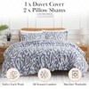 Oversized California King Duvet Cover Set, Soft Geometric Print, Zipper Closure, 1 Duvet+ 2 Shams, Khari Blue - 2 of 4