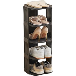 Space-Saving Shoe Rack for Small Spaces - Vertical Plastic Organizer Fits in Narrow Entryways & Closets, Free-Standing Design - 1 of 4