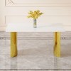 FURNIinspire Dining Tables Modern Rectangular Marble Look Table with Gold Legs for Dining and Living Room, White, 63"*35.4"*30" - 2 of 4