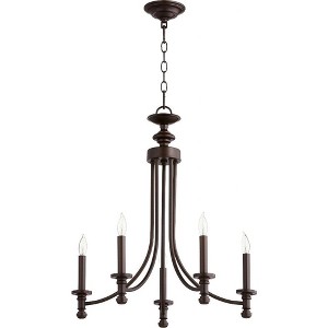 Quorum Lighting Rossington 5-Light Chandelier, Oiled Bronze, 22 Width, 25.25 Height, Chain Hanging, Dry Rated - 1 of 1